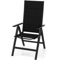 Tangkula Patio Folding Chair, Outdoor Dining Chairs with Soft Padded Seat, 7-Position Adjustable Backrest, Armrests