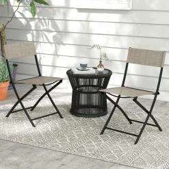 Tangkula Patio Folding Chairs Set of 4, Lightweight Camping Chairs with Breathable Seat