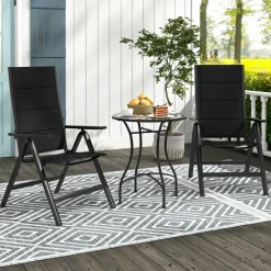 Tangkula Patio Folding Chair, Outdoor Dining Chairs with Soft Padded Seat, 7-Position Adjustable Backrest, Armrests
