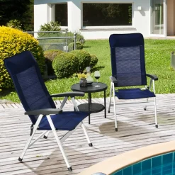 Tangkula Patio Folding Chairs, Portable Reclining Chairs with 7-Position Adjustable Back & Padded Headrest