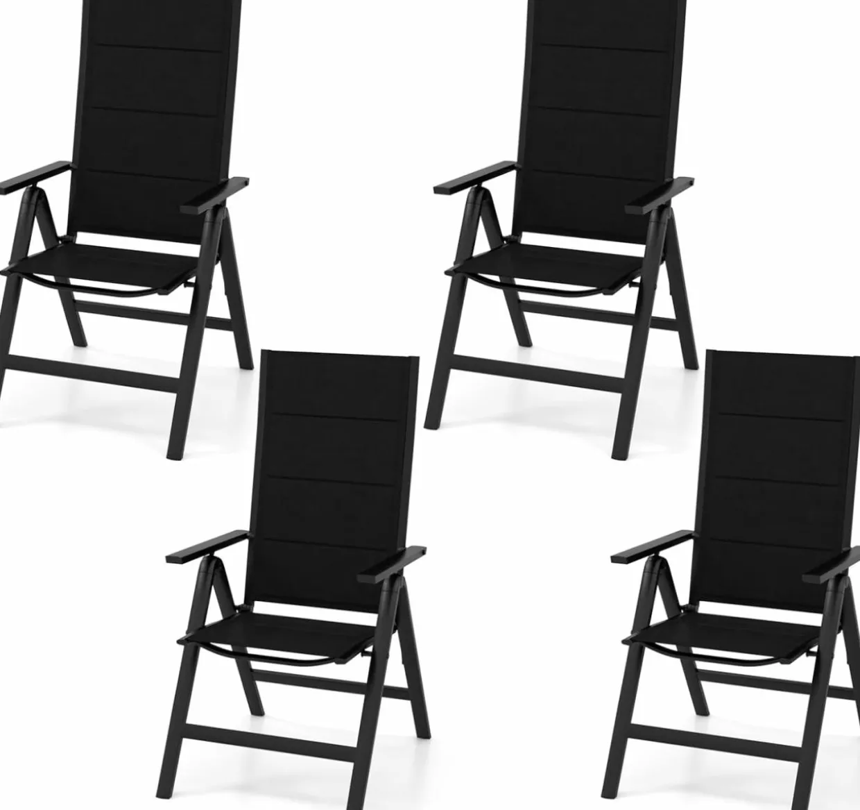 Tangkula Patio Folding Chair, Outdoor Dining Chairs with Soft Padded Seat, 7-Position Adjustable Backrest, Armrests