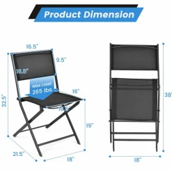 Tangkula Patio Folding Chairs Set of 4, Outdoor Portable Camping Chairs with Breathable Fabric Backrest & Seat