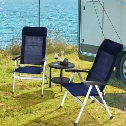 Tangkula Patio Folding Chairs, Portable Reclining Chairs with 7-Position Adjustable Back & Padded Headrest