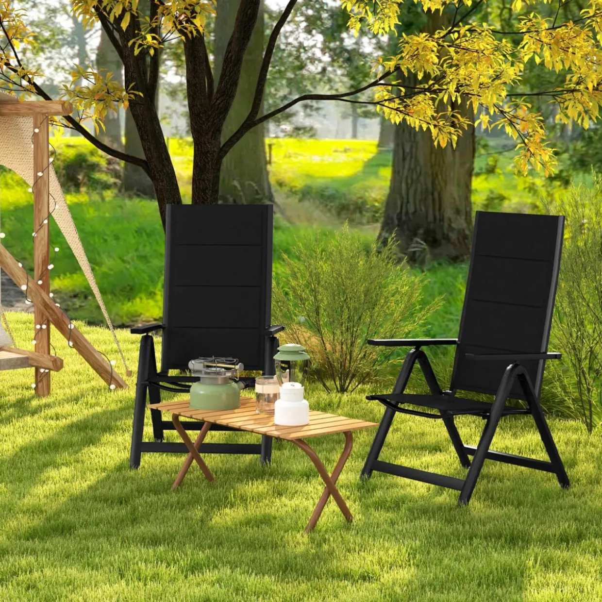 Tangkula Patio Folding Chair, Outdoor Dining Chairs with Soft Padded Seat, 7-Position Adjustable Backrest, Armrests