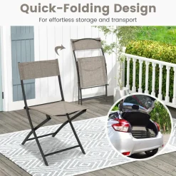 Tangkula Patio Folding Chairs Set of 4, Lightweight Camping Chairs with Breathable Seat
