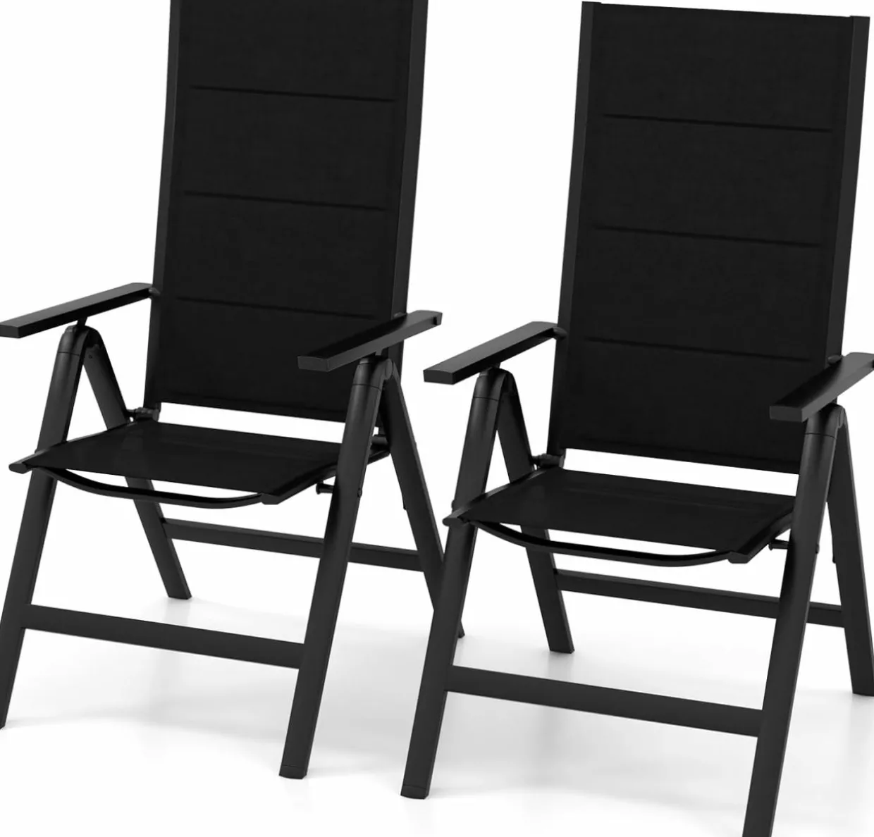 Tangkula Patio Folding Chair, Outdoor Dining Chairs with Soft Padded Seat, 7-Position Adjustable Backrest, Armrests