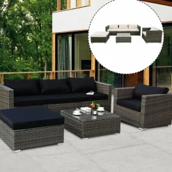 Tangkula Patio Furniture Set 6 Piece Outdoor Lawn Backyard Poolside All Weather