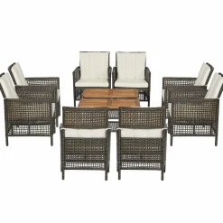 Tangkula Patio Furniture Set with 2-Tier Coffee Table