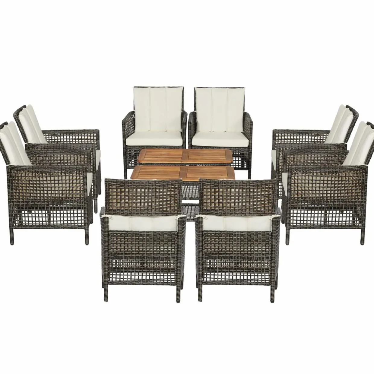 Tangkula Patio Furniture Set with 2-Tier Coffee Table