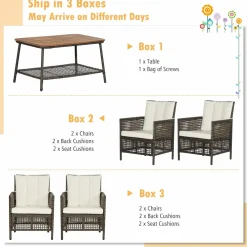 Tangkula Patio Furniture Set with 2-Tier Coffee Table