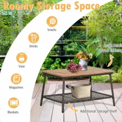 Tangkula Patio Furniture Set with 2-Tier Coffee Table
