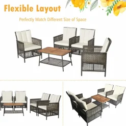 Tangkula Patio Furniture Set with 2-Tier Coffee Table