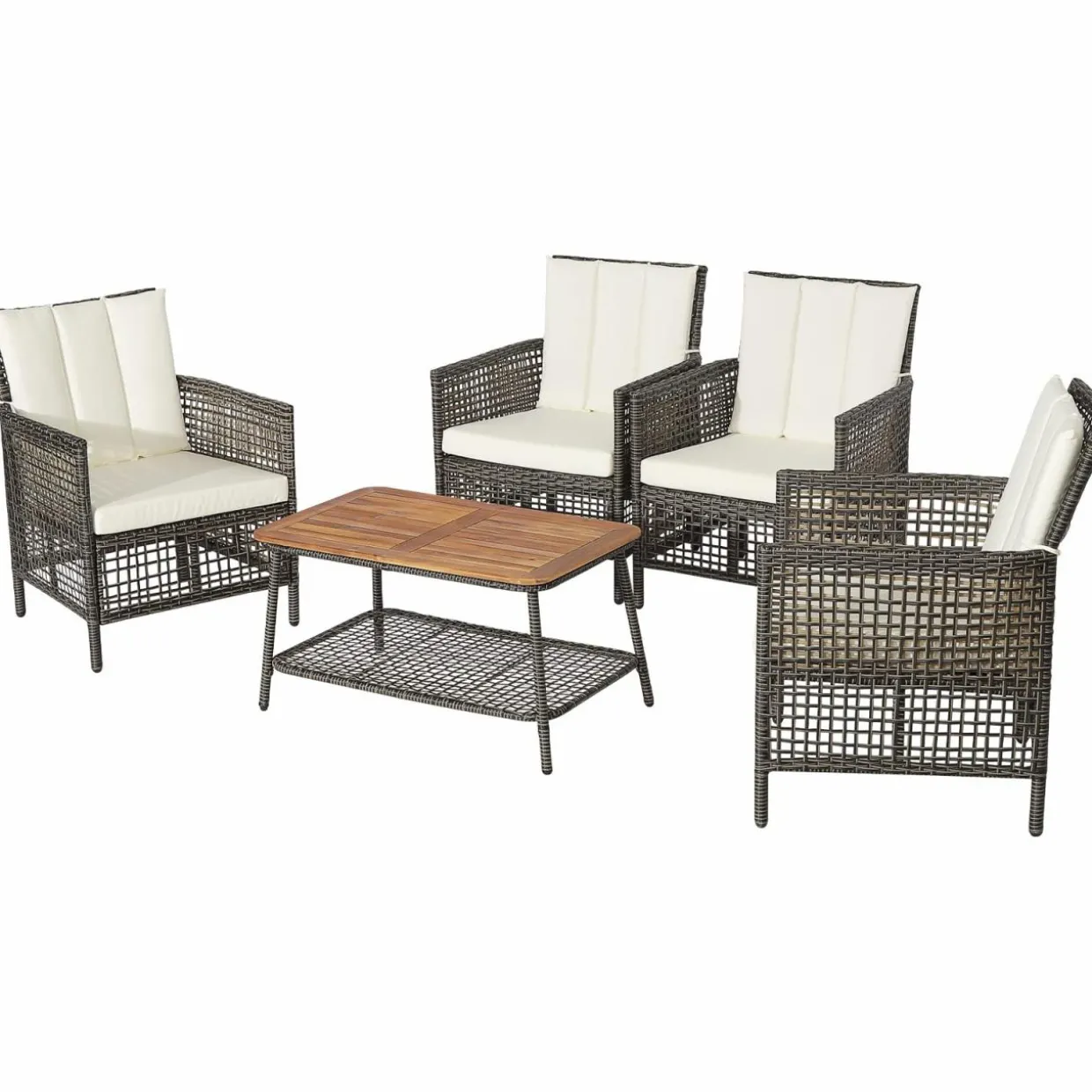 Tangkula Patio Furniture Set with 2-Tier Coffee Table