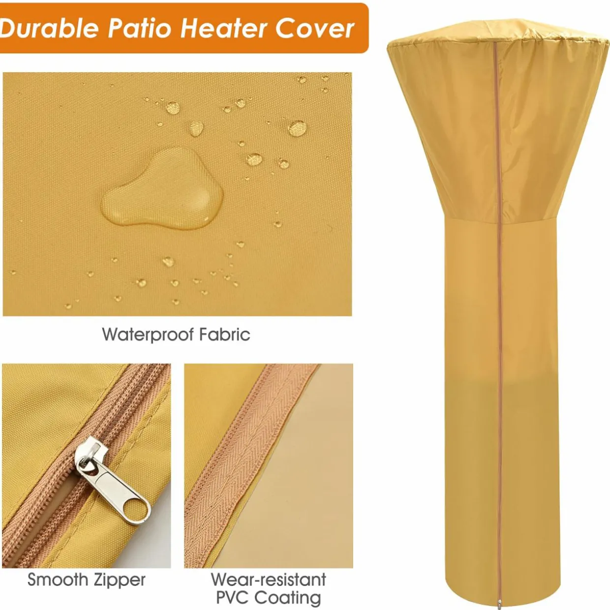 Tangkula Patio Heater Cover, Outdoor Patio Heater Cover with Zipper and Storage Bag