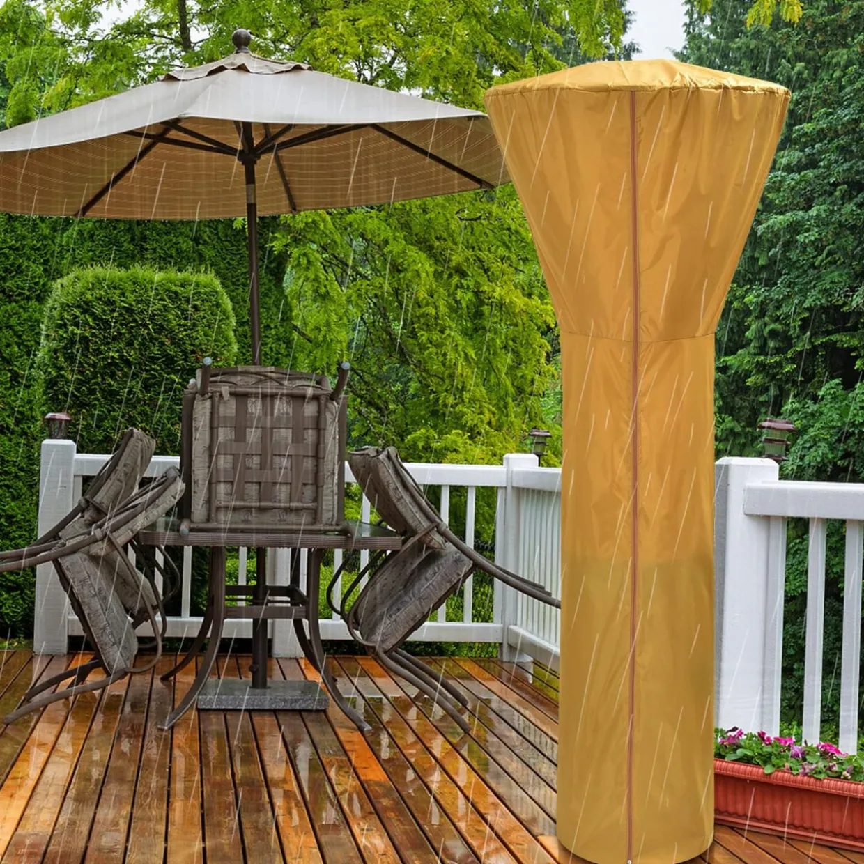 Tangkula Patio Heater Cover, Outdoor Patio Heater Cover with Zipper and Storage Bag