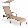 Tangkula Patio Lounge Chair, Outdoor Chaise Lounge with 5-Level Adjustable Backrest
