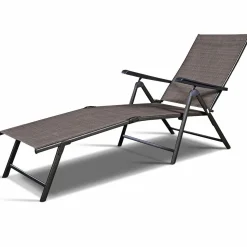 Tangkula Patio Lounge Chair Chaise, Adjustable Backrest, 5 Back & 2 Leg Positions Outdoor Reclining Lounger Chairs