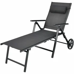 Tangkula Patio Lounge Chair w/Wheels, Outdoor Folding Chaise Lounger w/7 Adjustable Backrest Positions
