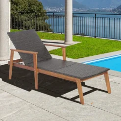Tangkula Patio Lounge Chair, 4-Position Adjustable Recliner with Fully Flat Position
