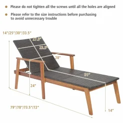 Tangkula Patio Lounge Chair, 4-Position Adjustable Recliner with Fully Flat Position