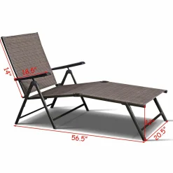 Tangkula Patio Lounge Chair Chaise, Adjustable Backrest, 5 Back & 2 Leg Positions Outdoor Reclining Lounger Chairs