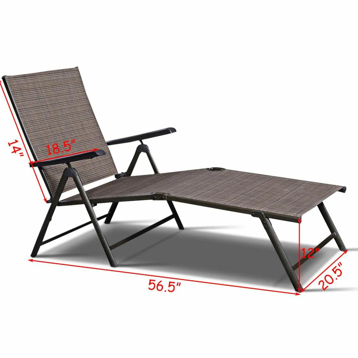 Tangkula Patio Lounge Chair Chaise, Adjustable Backrest, 5 Back & 2 Leg Positions Outdoor Reclining Lounger Chairs