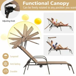 Tangkula Patio Lounge Chair, Outdoor Chaise Lounge with 5-Level Adjustable Backrest