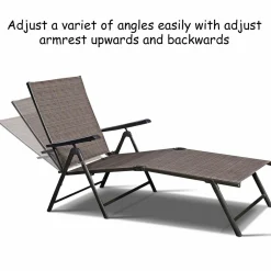 Tangkula Patio Lounge Chair Chaise, Adjustable Backrest, 5 Back & 2 Leg Positions Outdoor Reclining Lounger Chairs