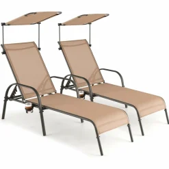 Tangkula Patio Lounge Chair, Outdoor Chaise Lounge with 5-Level Adjustable Backrest