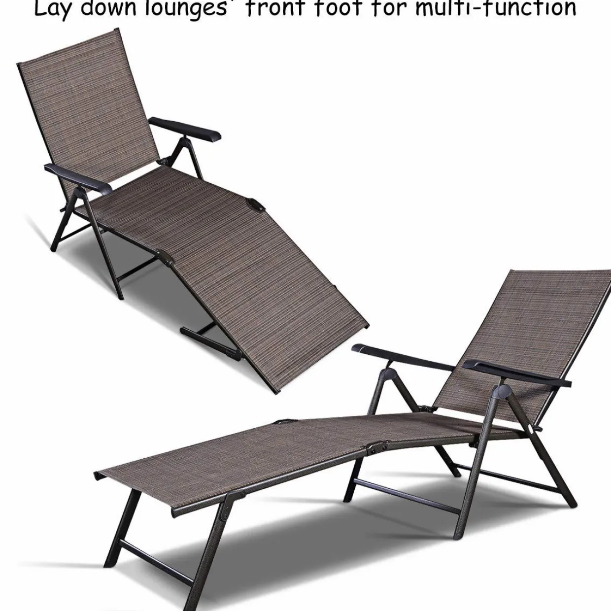 Tangkula Patio Lounge Chair Chaise, Adjustable Backrest, 5 Back & 2 Leg Positions Outdoor Reclining Lounger Chairs
