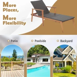 Tangkula Patio Lounge Chair, 4-Position Adjustable Recliner with Fully Flat Position