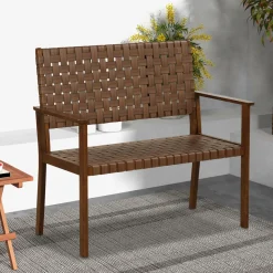 Tangkula Patio Loveseat Bench, Outdoor All Weather Bench
