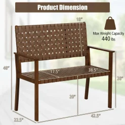 Tangkula Patio Loveseat Bench, Outdoor All Weather Bench
