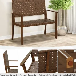 Tangkula Patio Loveseat Bench, Outdoor All Weather Bench