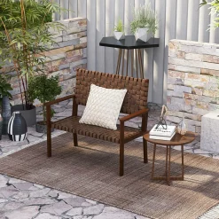 Tangkula Patio Loveseat Bench, Outdoor All Weather Bench