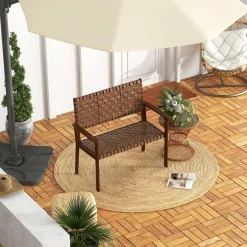 Tangkula Patio Loveseat Bench, Outdoor All Weather Bench