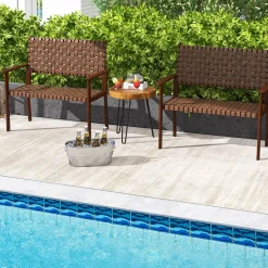 Tangkula Patio Loveseat Bench, Outdoor All Weather Bench