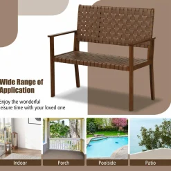 Tangkula Patio Loveseat Bench, Outdoor All Weather Bench