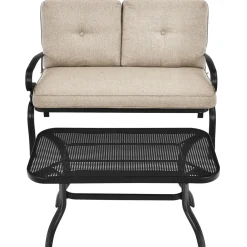 Tangkula Patio Loveseat with Table Set, 2 Seat Cushioned Sofa with Coffee Table