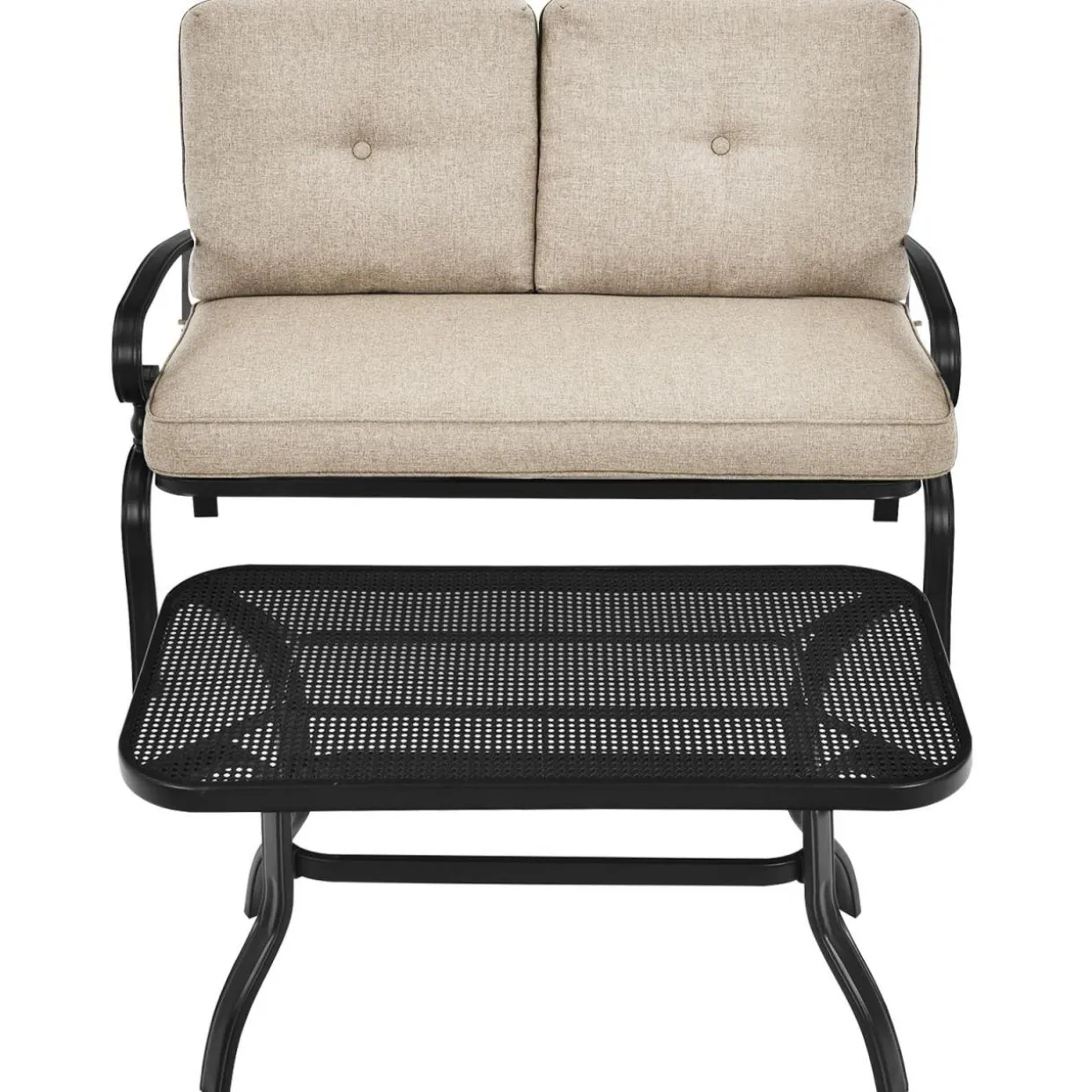 Tangkula Patio Loveseat with Table Set, 2 Seat Cushioned Sofa with Coffee Table