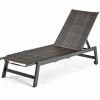 Tangkula Patio PE Rattan Chaise Lounge, Outdoor Recliner