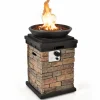 Tangkula Patio Propane Fire Bowl, Patiojoy 40,000BTU Square Fire Pit with Round Bowl, Lava Rocks & Waterproof Cover