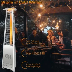 Tangkula Patio Propane Heater, 42,000 BTU Pyramid Outdoor Heater with Tip-Over and Flameout Protection