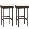 Tangkula Patio Rattan Barstools Set, Outdoor Wicker Bar Height Chairs with Footrest & Soft Cushions