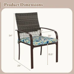 Tangkula Patio Rattan Chairs Set of 4, Outdoor Armchairs w/Wicker Back & Soft Cushions