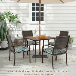 Tangkula Patio Rattan Chairs Set of 4, Outdoor Armchairs w/Wicker Back & Soft Cushions