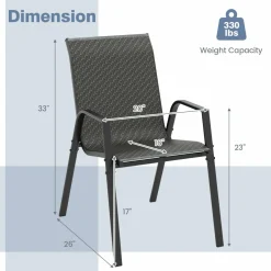 Tangkula Patio Rattan Chairs Set of 4, Stackable Dining Chair Set with Wicker Woven Backrest & Seat