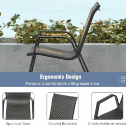 Tangkula Patio Rattan Chairs Set of 4, Stackable Dining Chair Set with Wicker Woven Backrest & Seat