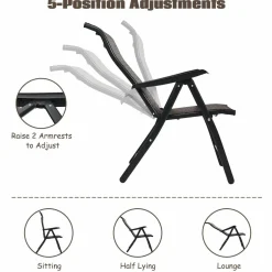 Tangkula Patio Rattan Folding Chair, Outdoor Wicker Portable Camping Chair with Widened Armrest