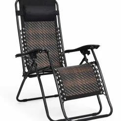 Tangkula Patio Rattan Zero Gravity Lounge Chair